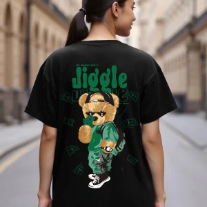 Women’s Black Money Don’t Jiggle Graphic Printed Boyfriend T-shirt