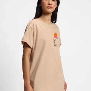 Women’s Ginger Root Brown Pocket Shine Graphic Printed Boyfriend T-shirt